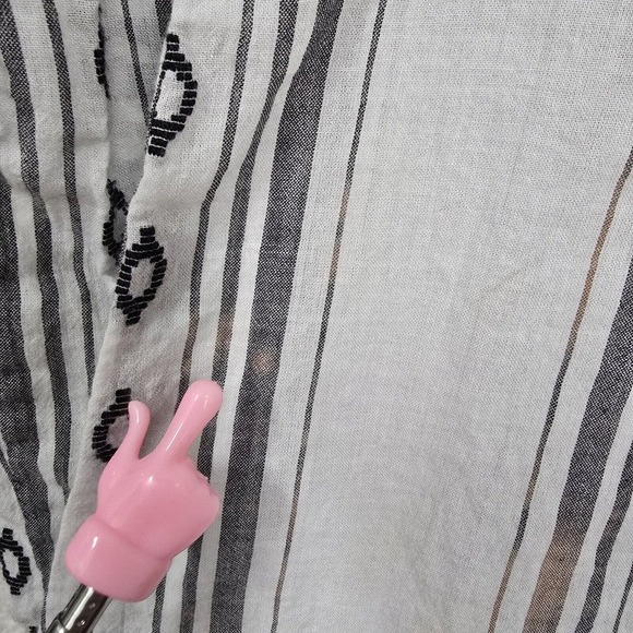 Roller Rabbit Top Womens S Gray White Tunic Tassel Long Sleeve Cotton Beach READ - Picture 7 of 15